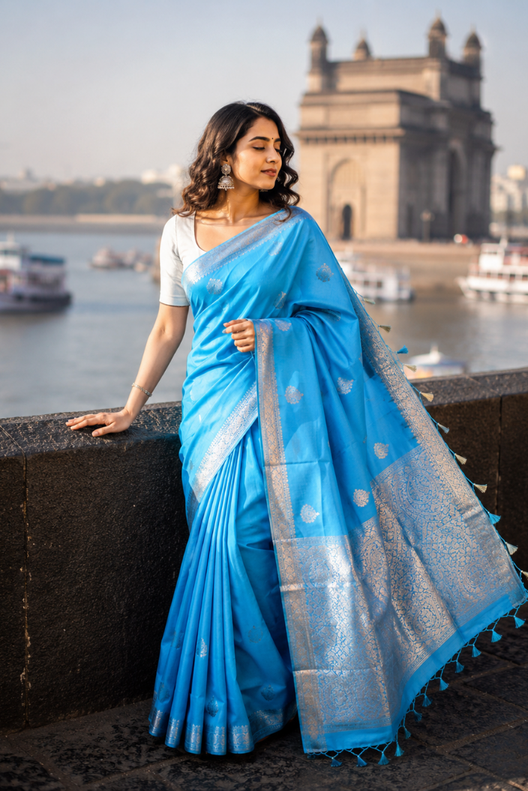 Neel Tara Banarasi Mashru Silk Saree