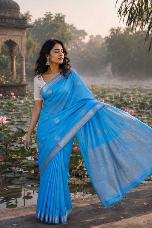 Neel Tara Banarasi Mashru Silk Saree