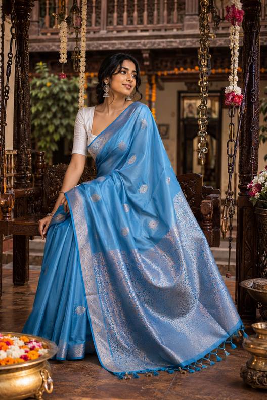 Neel Tara Banarasi Mashru Silk Saree