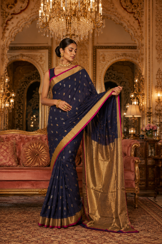 Rajneel Chanderi Handloom Silk Cotton Saree
