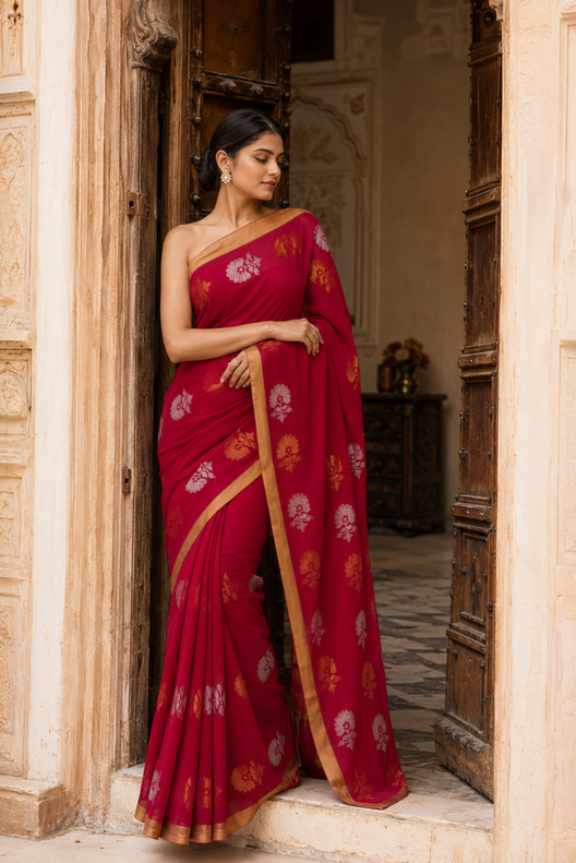 Rangpriya Chanderi Handloom Silk Cotton Saree