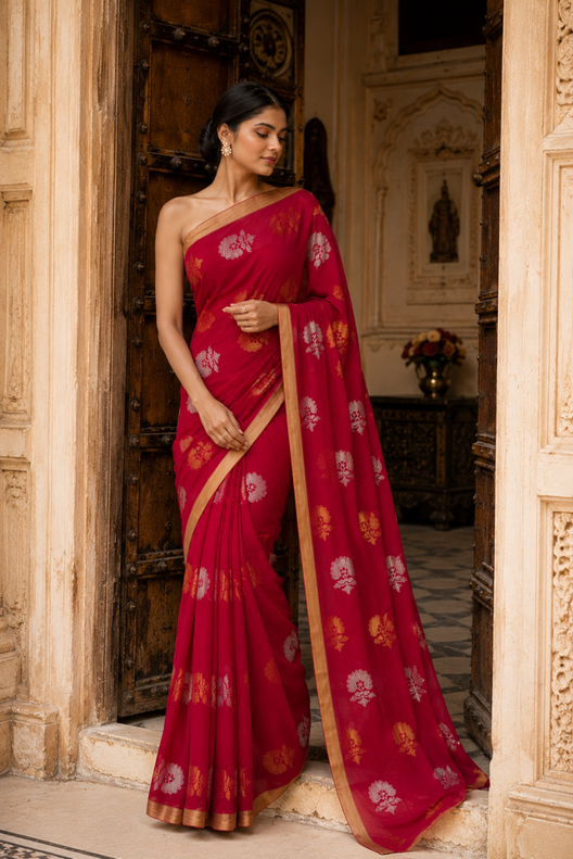 Rangpriya Chanderi Handloom Silk Cotton Saree