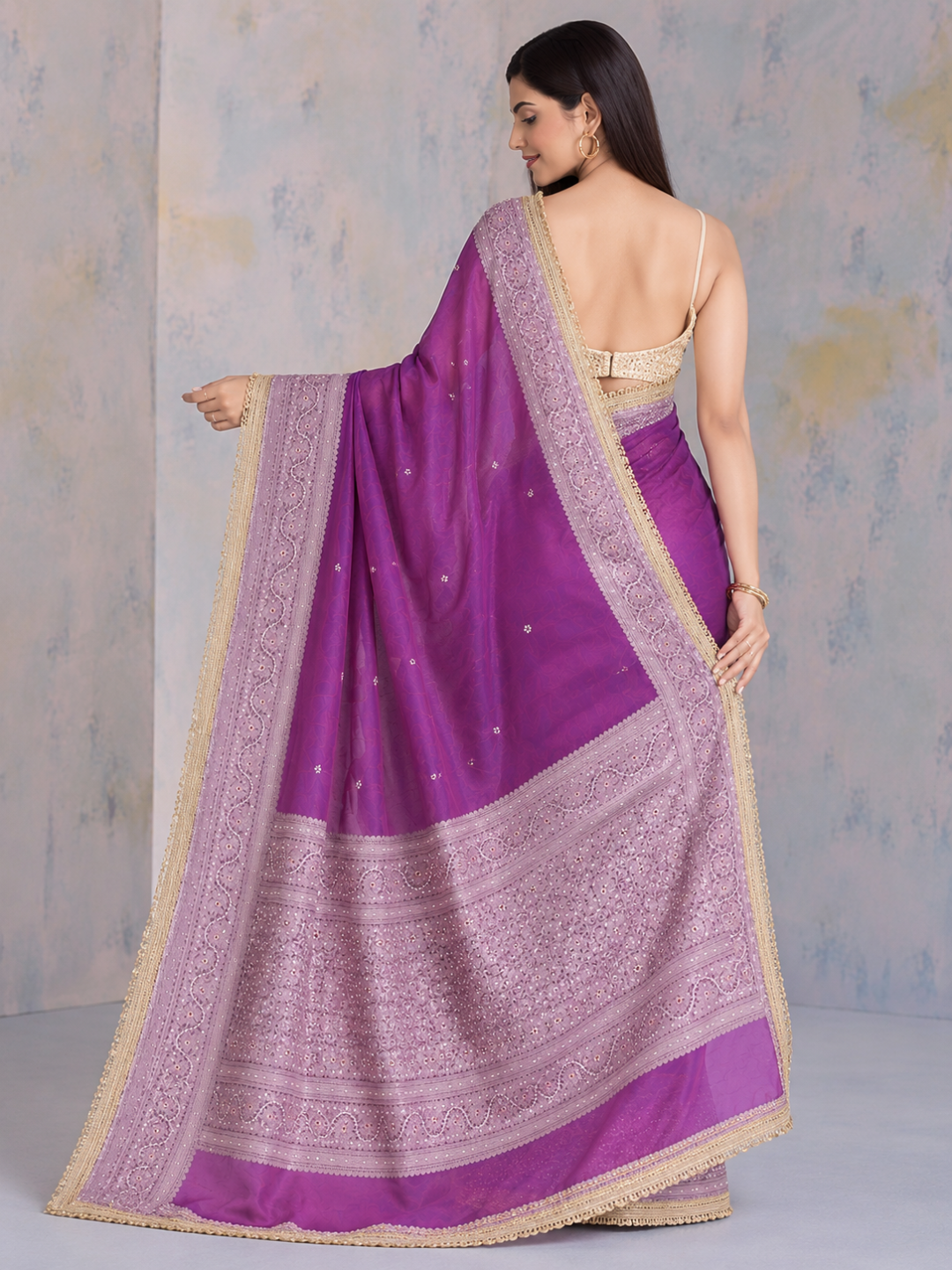 Banarasi Purple Tissue Silk Embroidered Saree