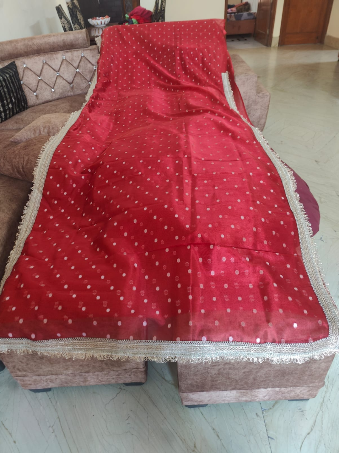 Banarasi Red Tissue Silk Embroidered Saree