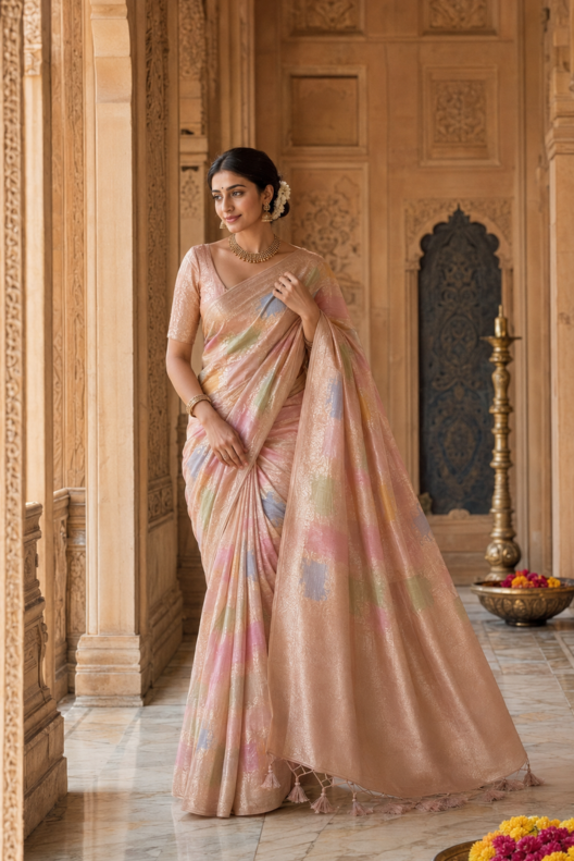 Rangmahal Banarasi Tissue Kota Rangkat Saree