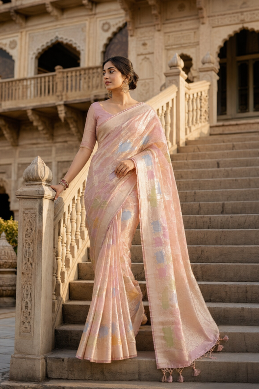 Rangmahal Banarasi Tissue Kota Rangkat Saree