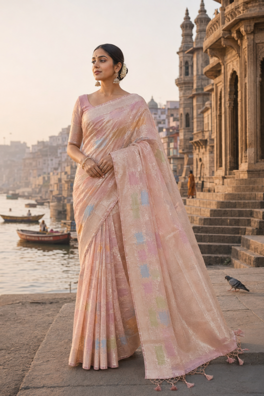 Rangmahal Banarasi Tissue Kota Rangkat Saree