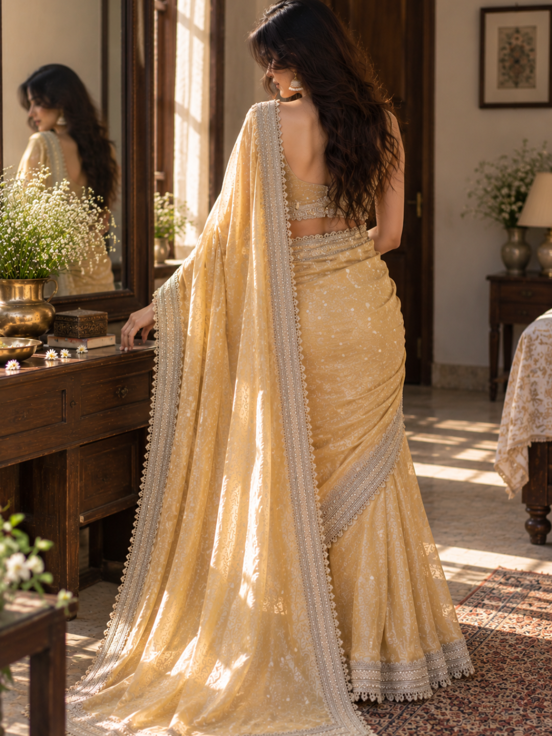 Banarasi Golden Tissue Silk Embroidered Saree