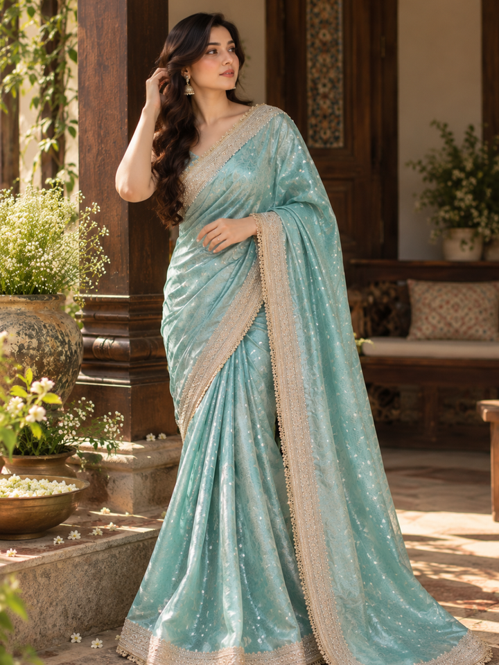 Banarasi Golden Tissue Silk Embroidered Saree