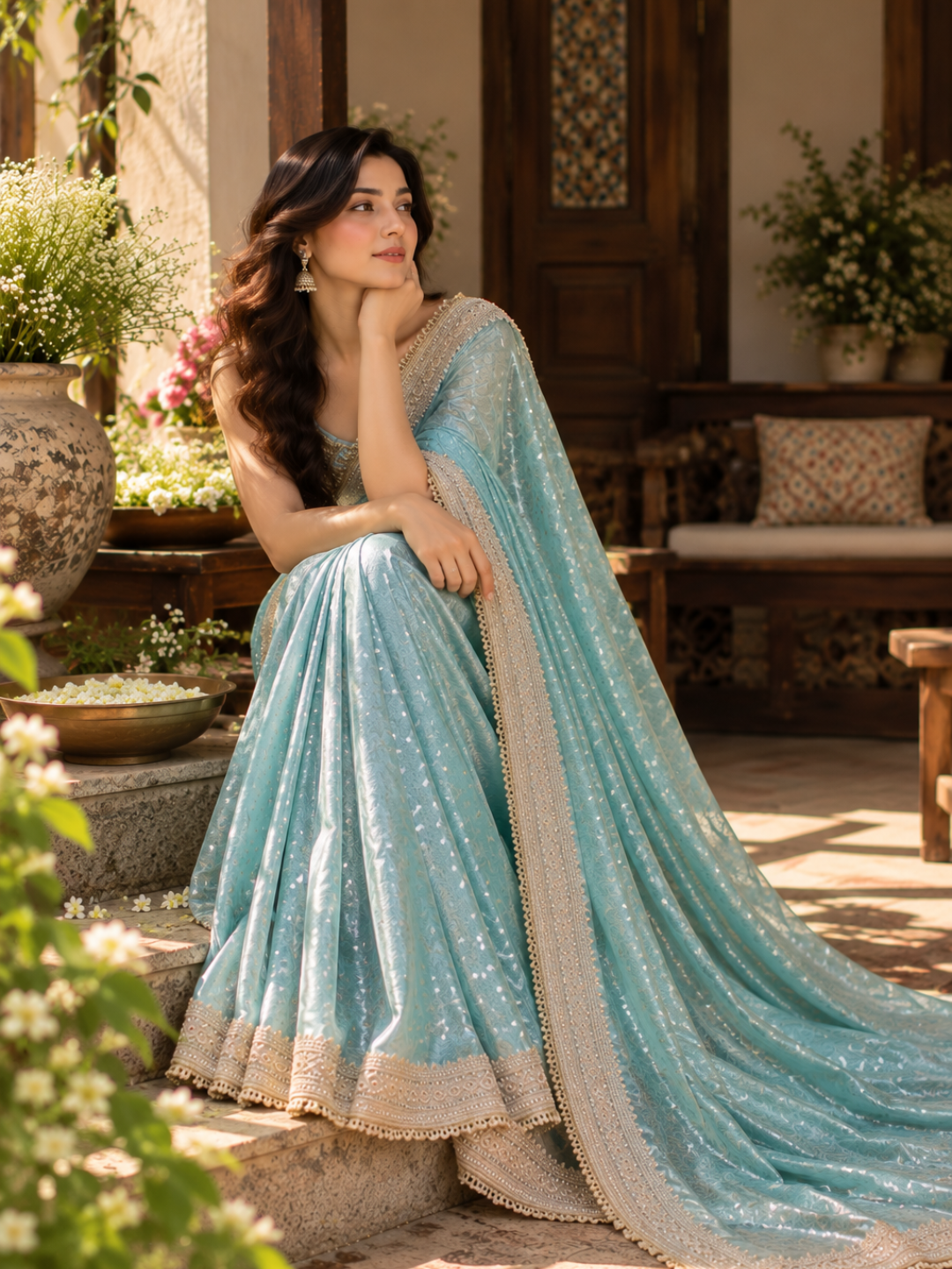 Banarasi Golden Tissue Silk Embroidered Saree