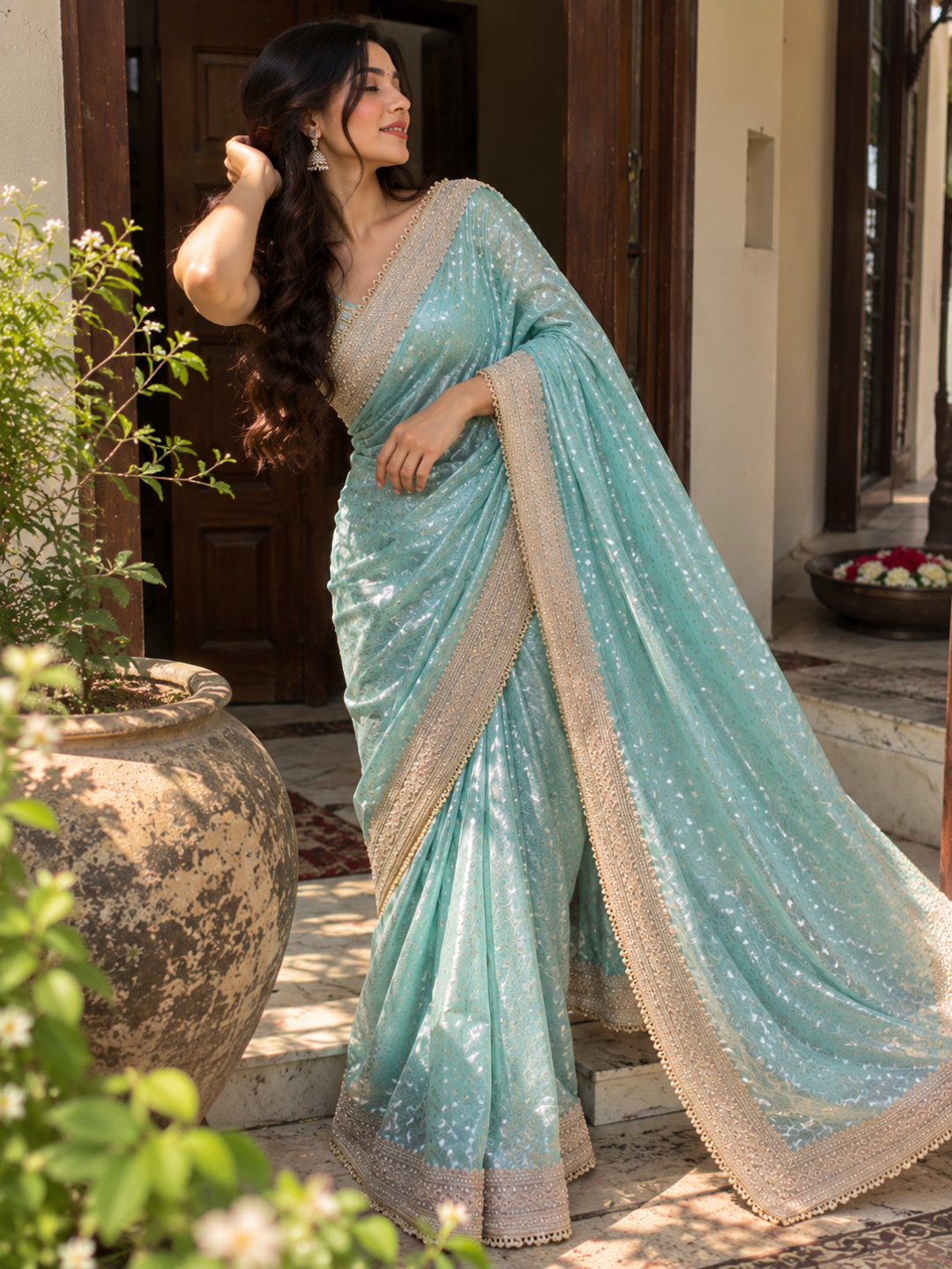 Banarasi Golden Tissue Silk Embroidered Saree