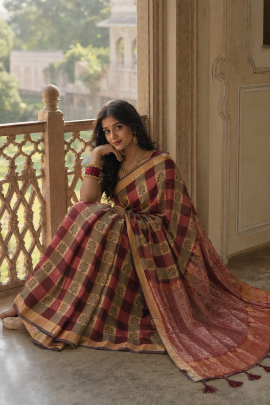 Rajvalli Banarasi Pattern Cotton Saree