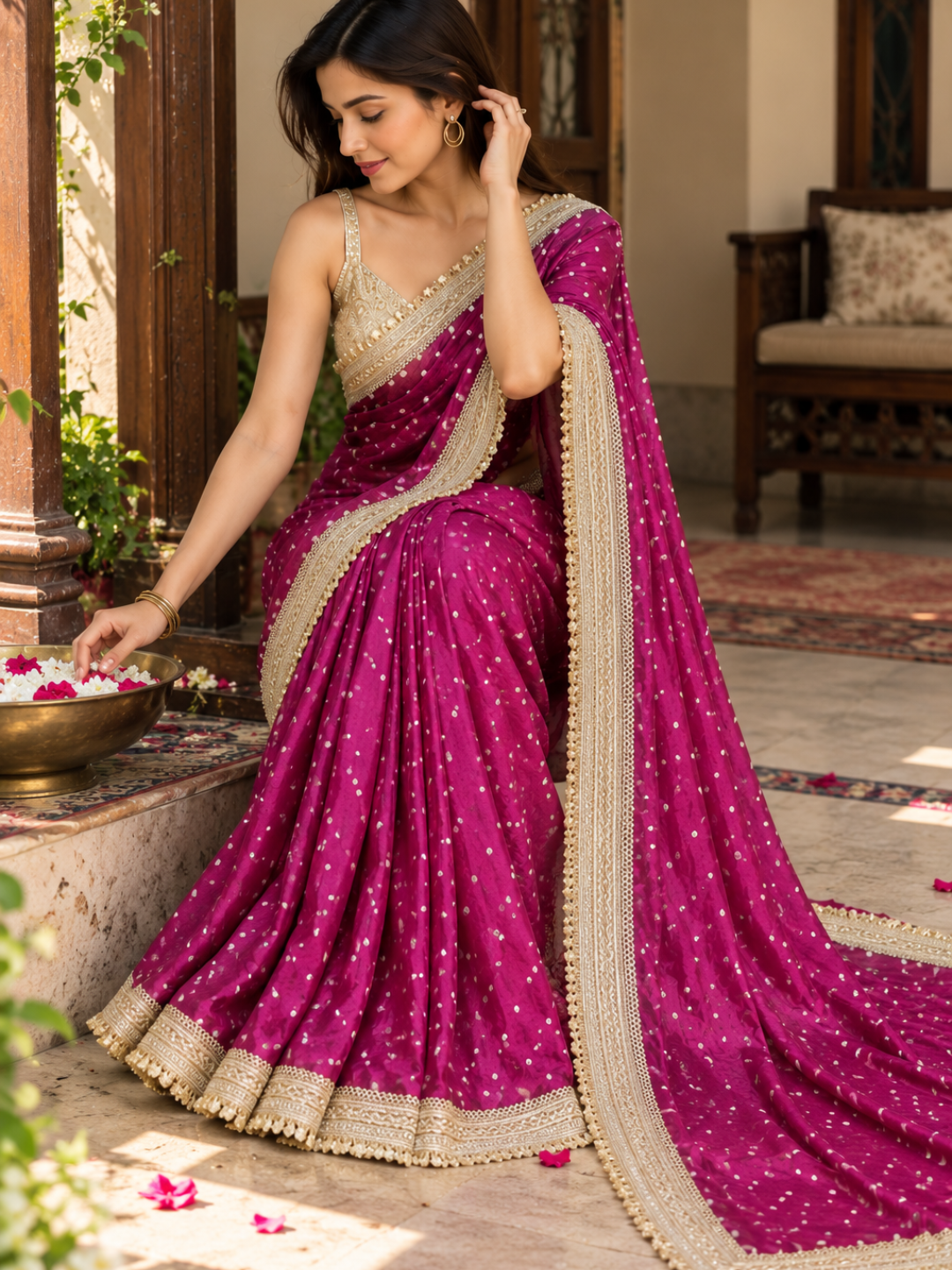 Banarasi Golden Tissue Silk Embroidered Saree
