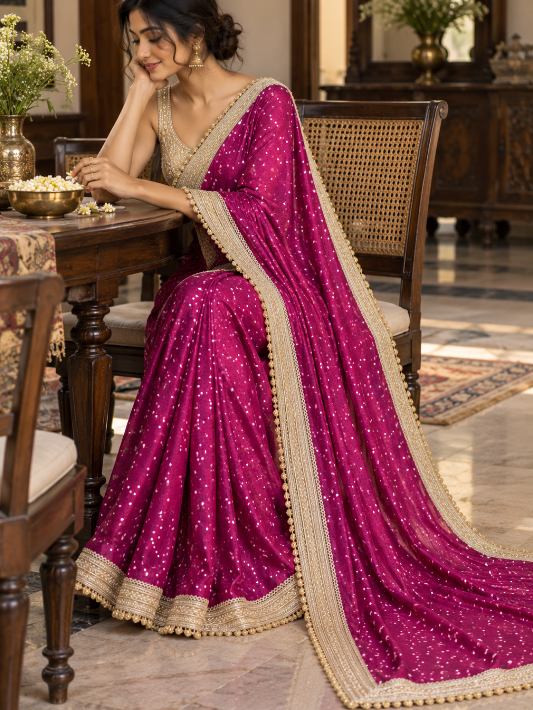 Banarasi Golden Tissue Silk Embroidered Saree