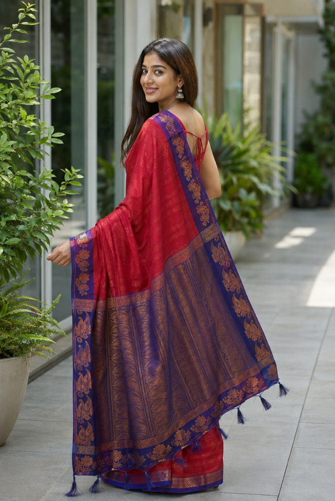 Raktaneel Silk Brocade Saree