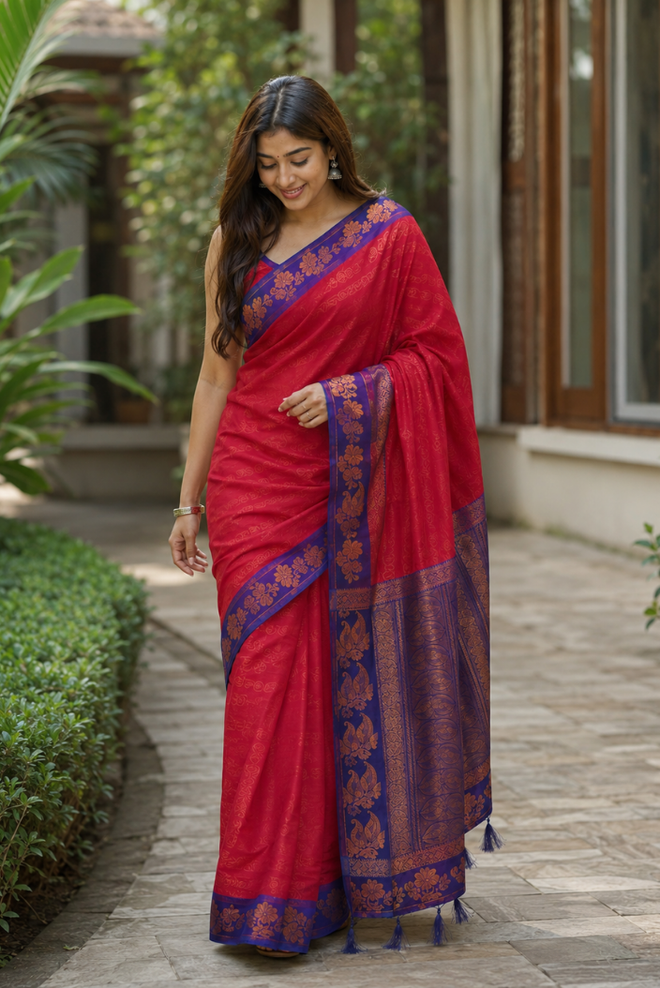 Raktaneel Silk Brocade Saree