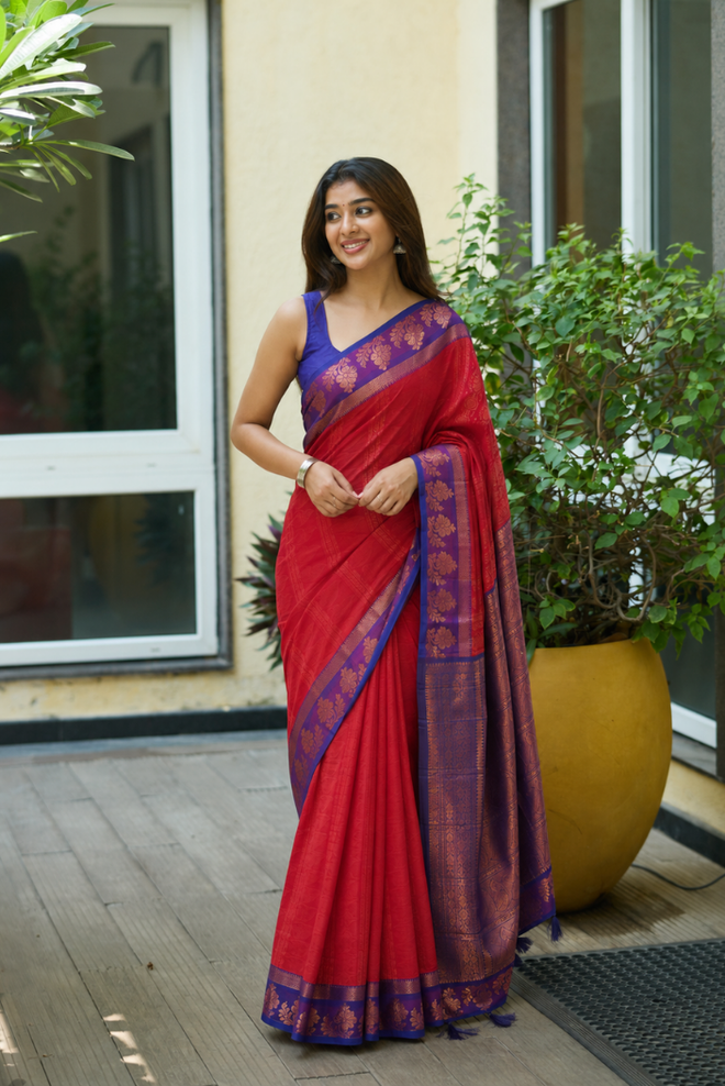 Raktaneel Silk Brocade Saree
