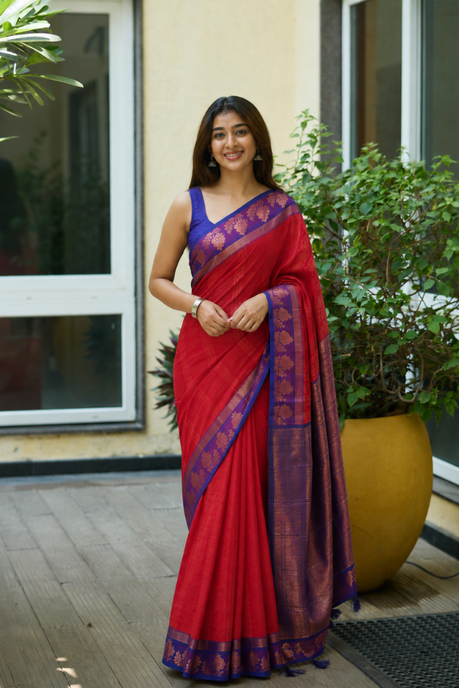 Raktaneel Silk Brocade Saree