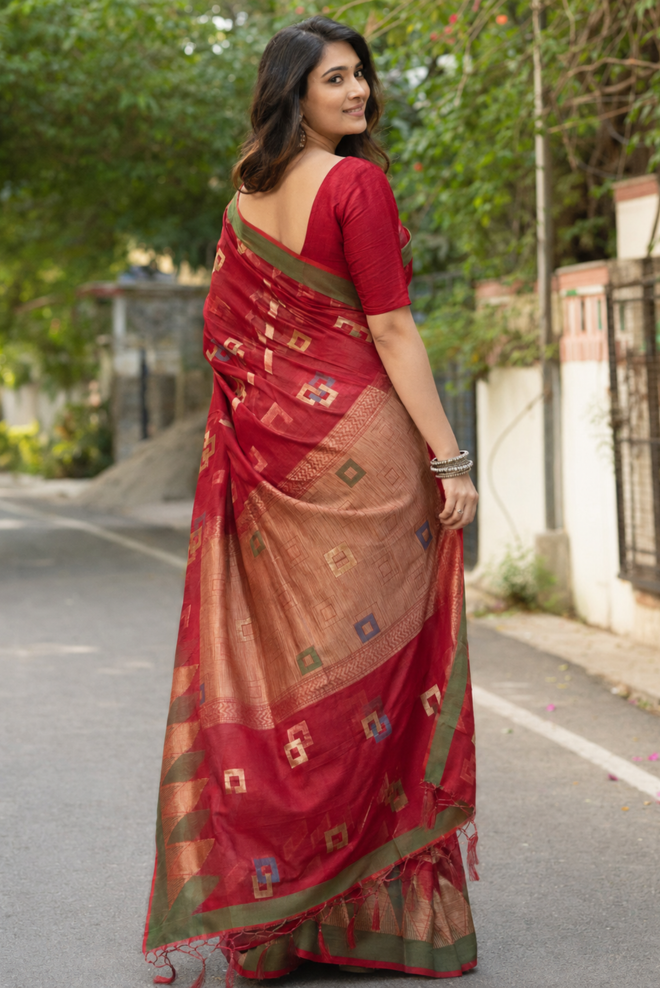 Raktima Banarasi Pattern Cotton Saree