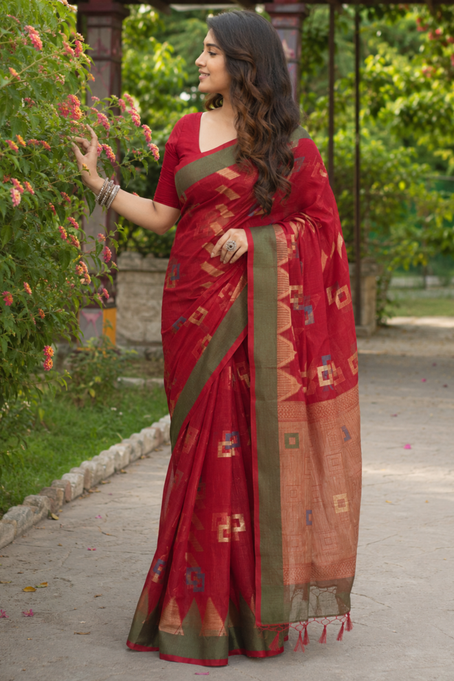 Raktima Banarasi Pattern Cotton Saree
