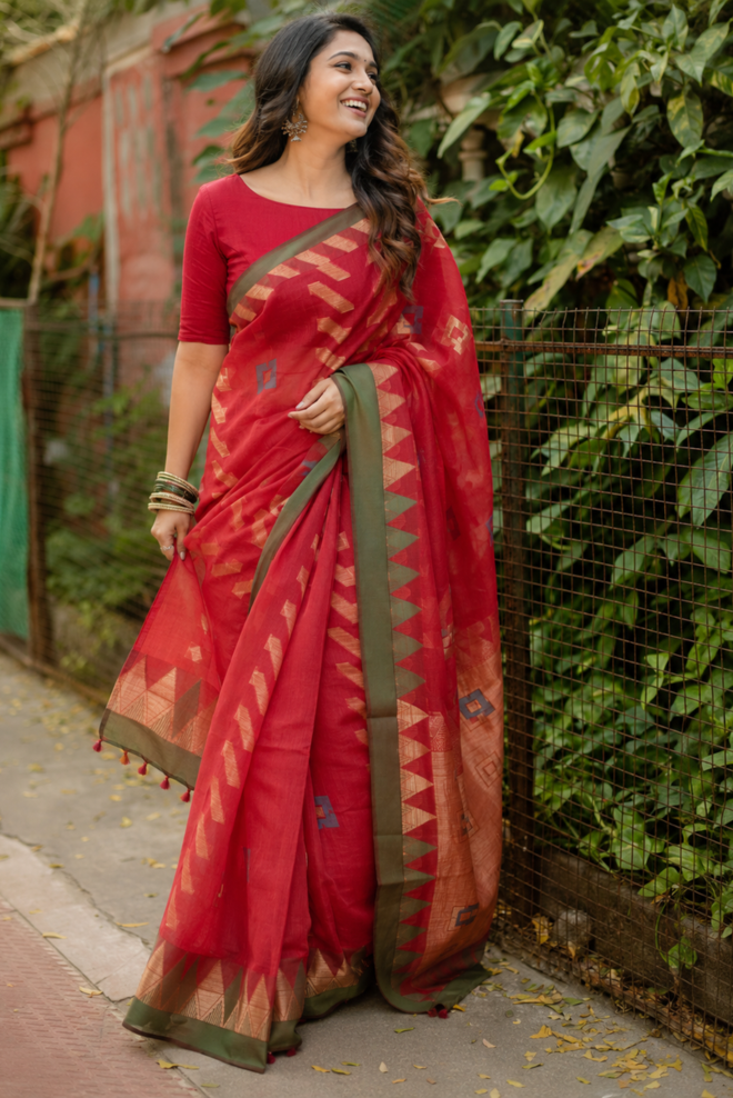 Raktima Banarasi Pattern Cotton Saree