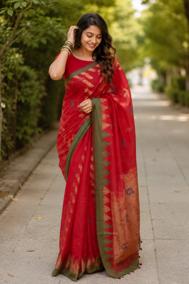 Raktima Banarasi Pattern Cotton Saree