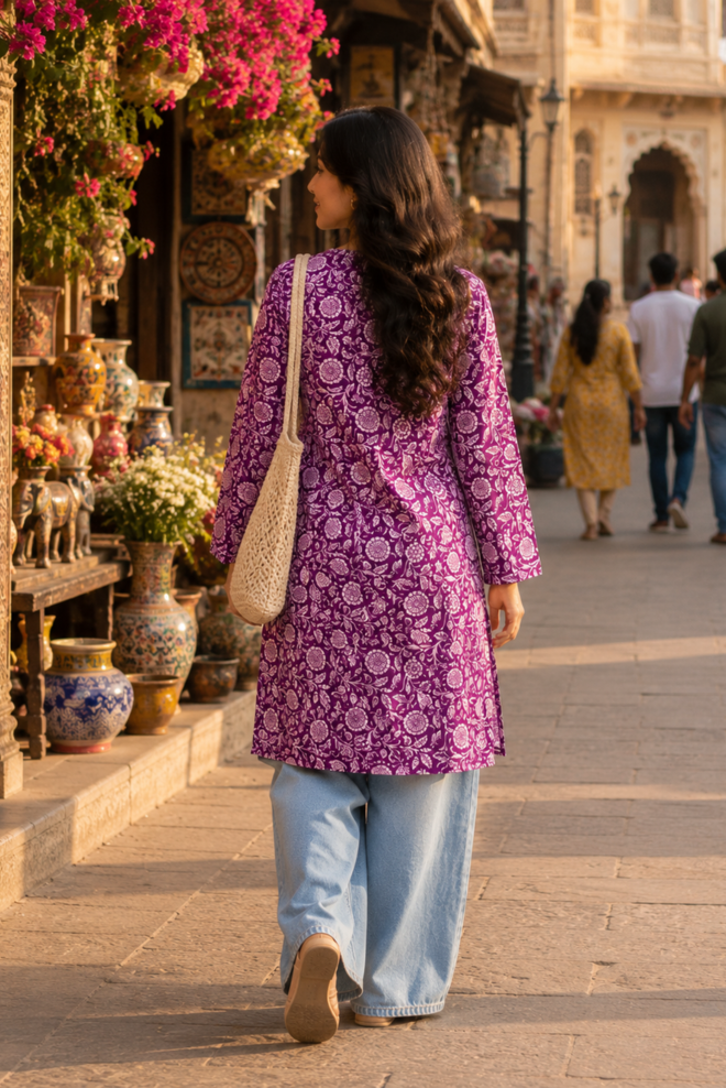 Rajnigandha Handblock Printed Cotton Kurti
