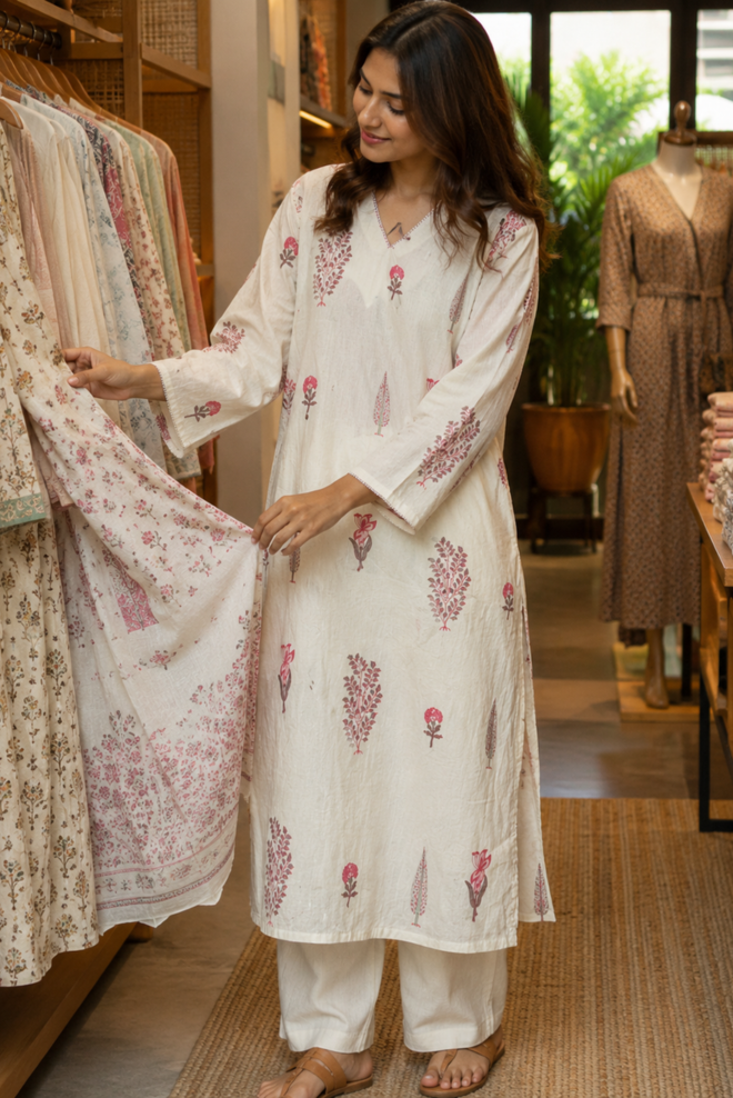 Gulmohar Handblock Printed Cotton Kurti