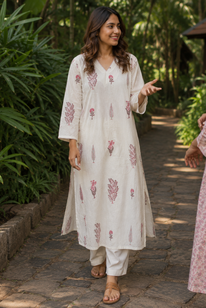 Gulmohar Handblock Printed Cotton Kurti