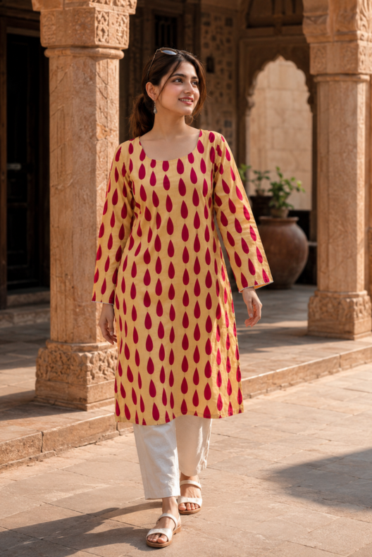 Rangtarang Handblock Printed Cotton Kurti