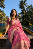 Padmavalli Banarasi Pattern Cotton Saree
