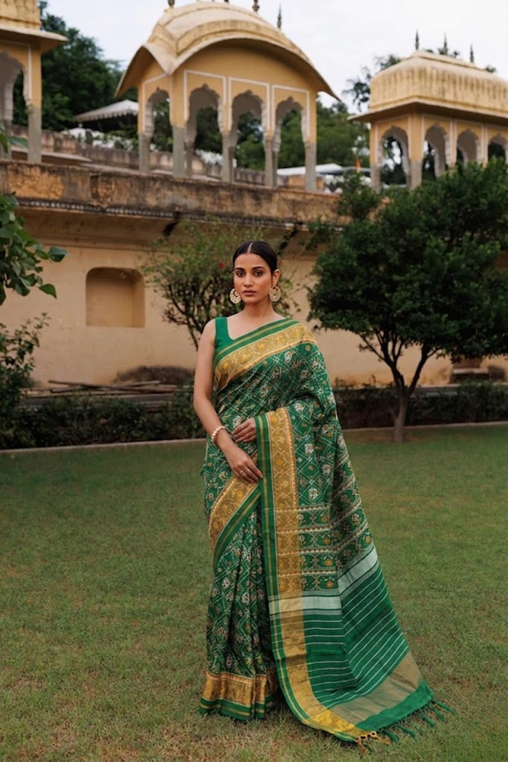 Green Patola Pure Mulberry Silk Saree