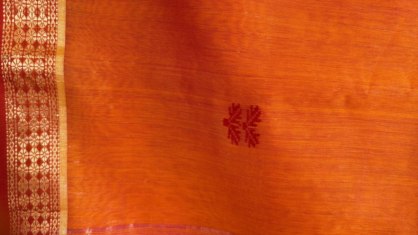 Mustard Orange Maheshwari Cotton Silk Saree