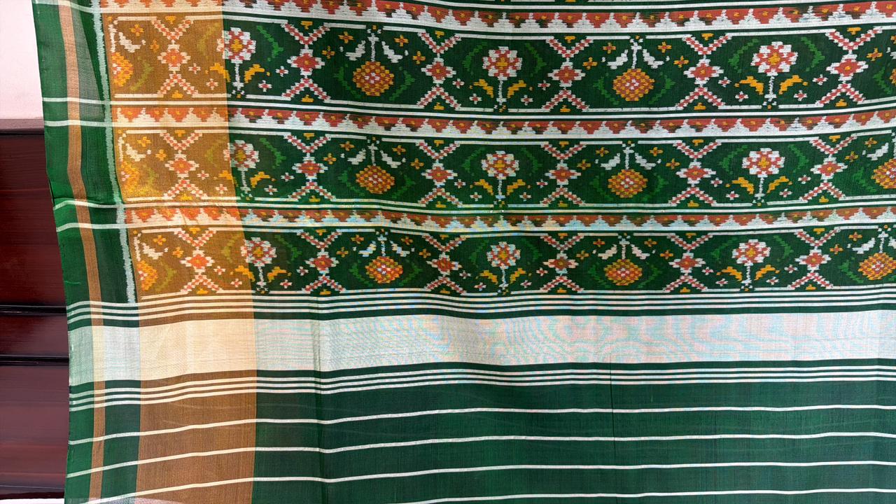 Green Patola Pure Mulberry Silk Saree
