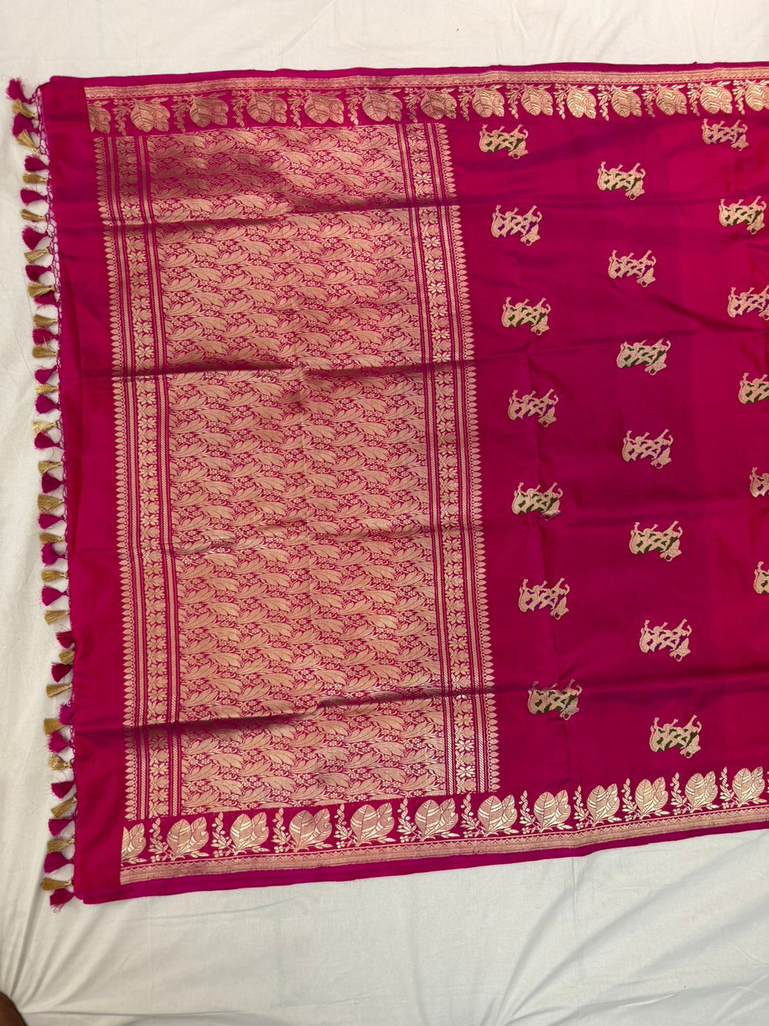 Rani Pink Pure Katan Silk Saree with Rich Zari Pallu