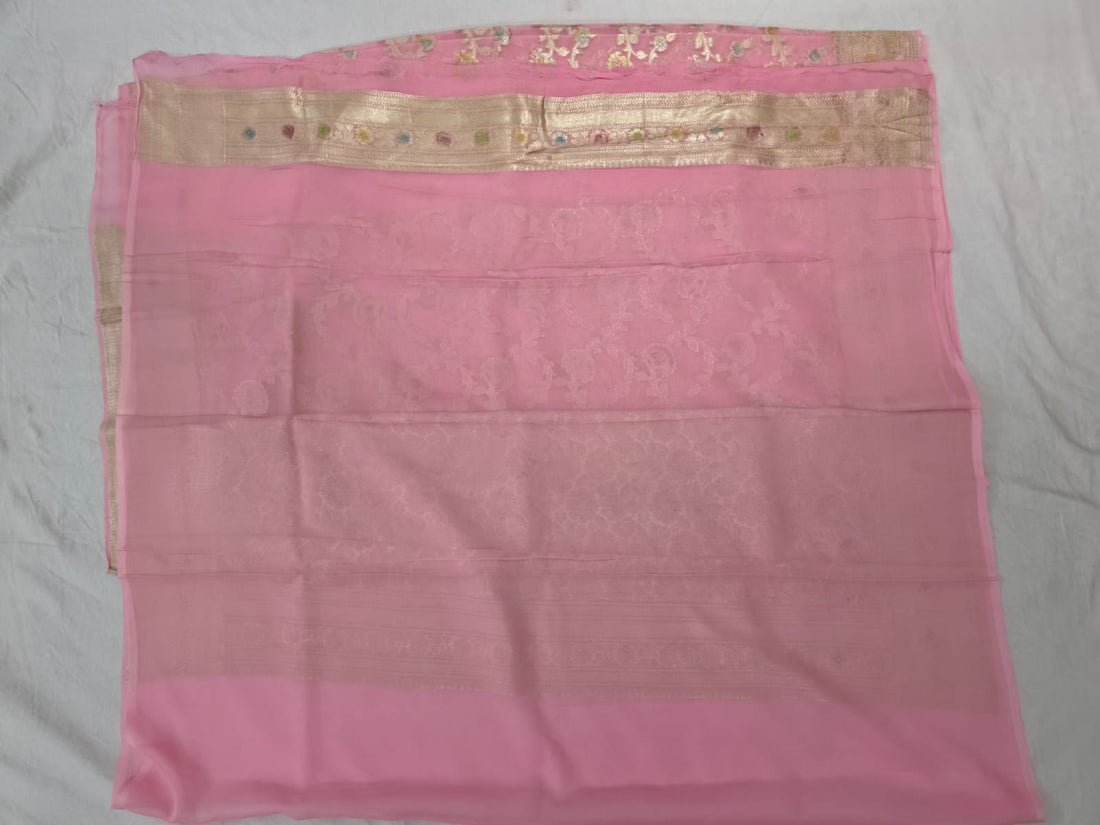 Gulrooh Banarasi Pure Silk Chiffon Saree